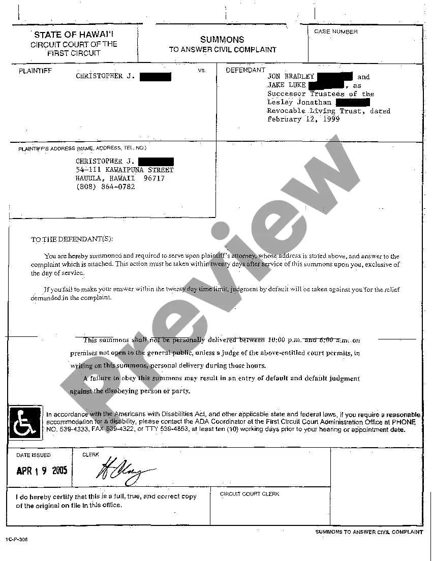 Preview A02 Complaint for Specific Performance and / or Damages