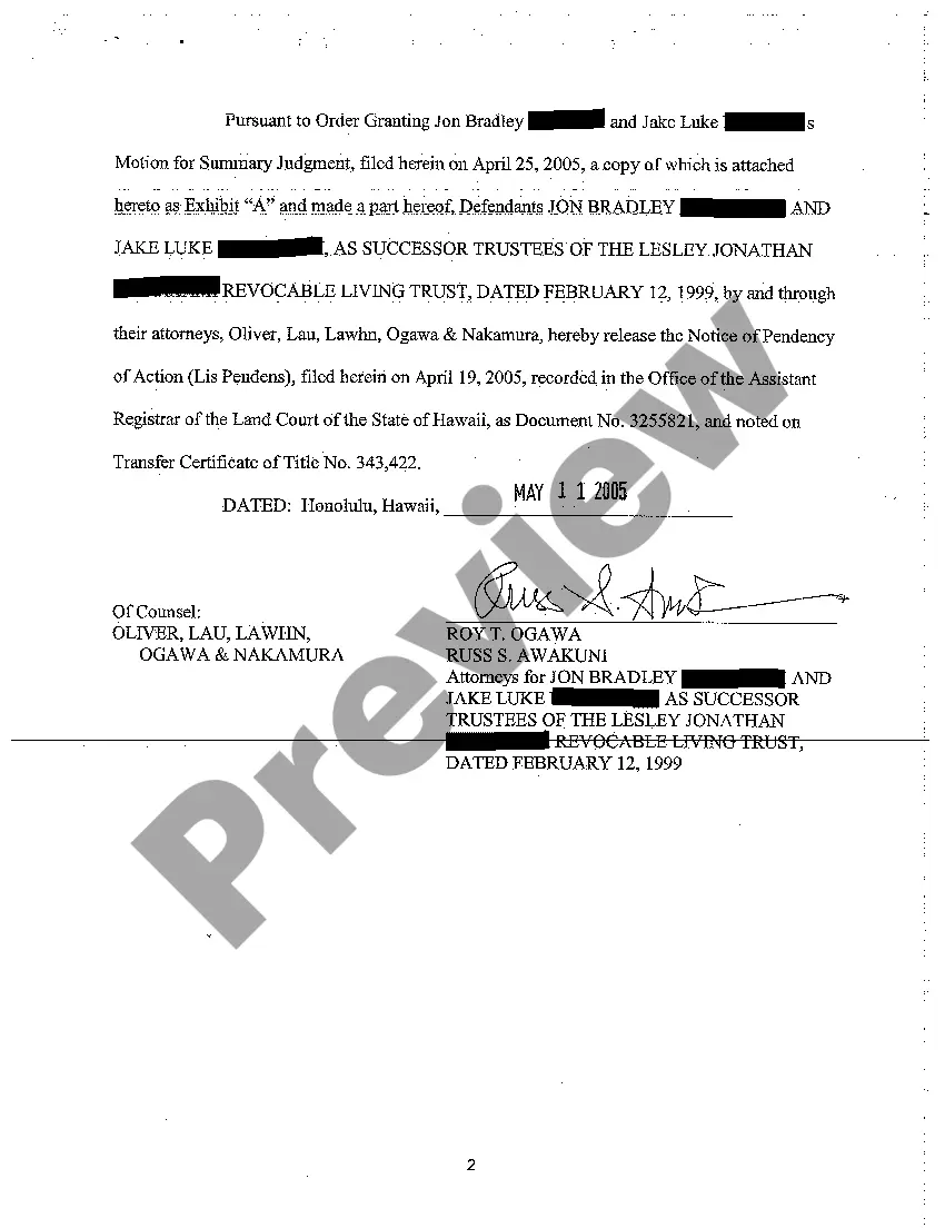 Preview A12 Release of Lis Pendens