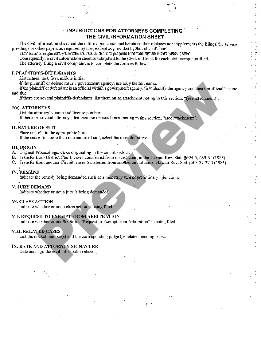 Preview A01 Civil Information Sheet