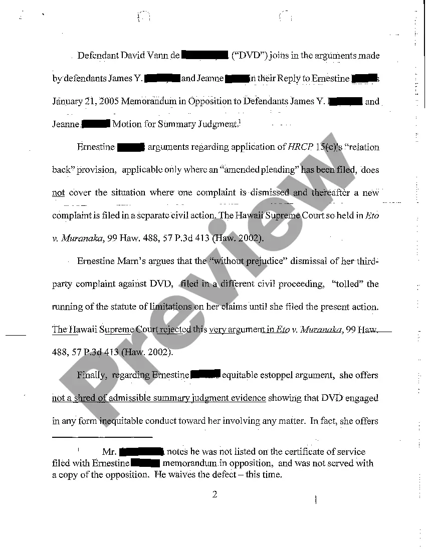 Preview A07 Defendant's Substantive Joinder in Reply to Plaintiff's Memorandum in Opposition to Defendants' Motion for Summary Judgment