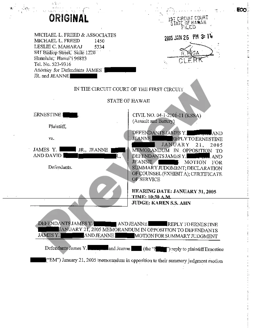 Preview A07 Defendant's Substantive Joinder in Reply to Plaintiff's Memorandum in Opposition to Defendants' Motion for Summary Judgment