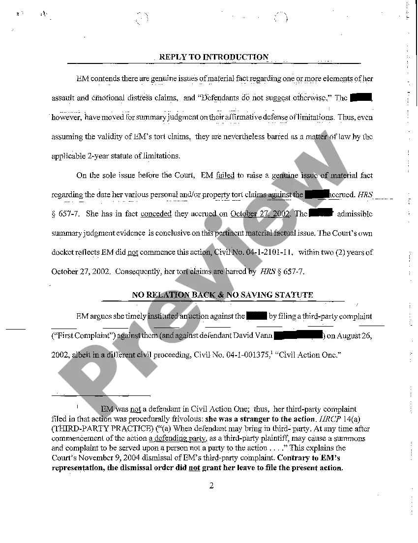 Preview A07 Defendant's Substantive Joinder in Reply to Plaintiff's Memorandum in Opposition to Defendants' Motion for Summary Judgment