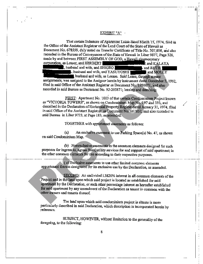 Preview Assignment of Apartment Lease by Way of Exchange