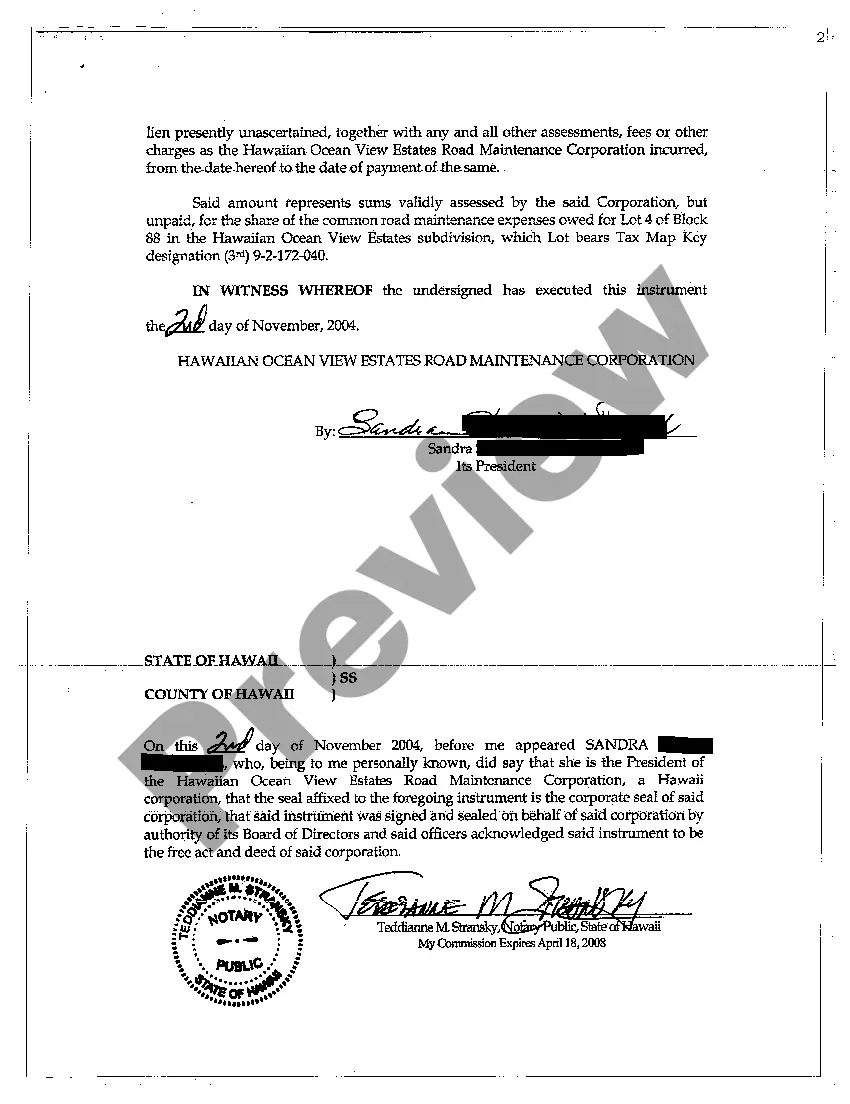 Get Notice of Delinquency and Statement of Lien for Road Assessment Preview Notice of Delinquency and Statement of Lien for Road Assessment