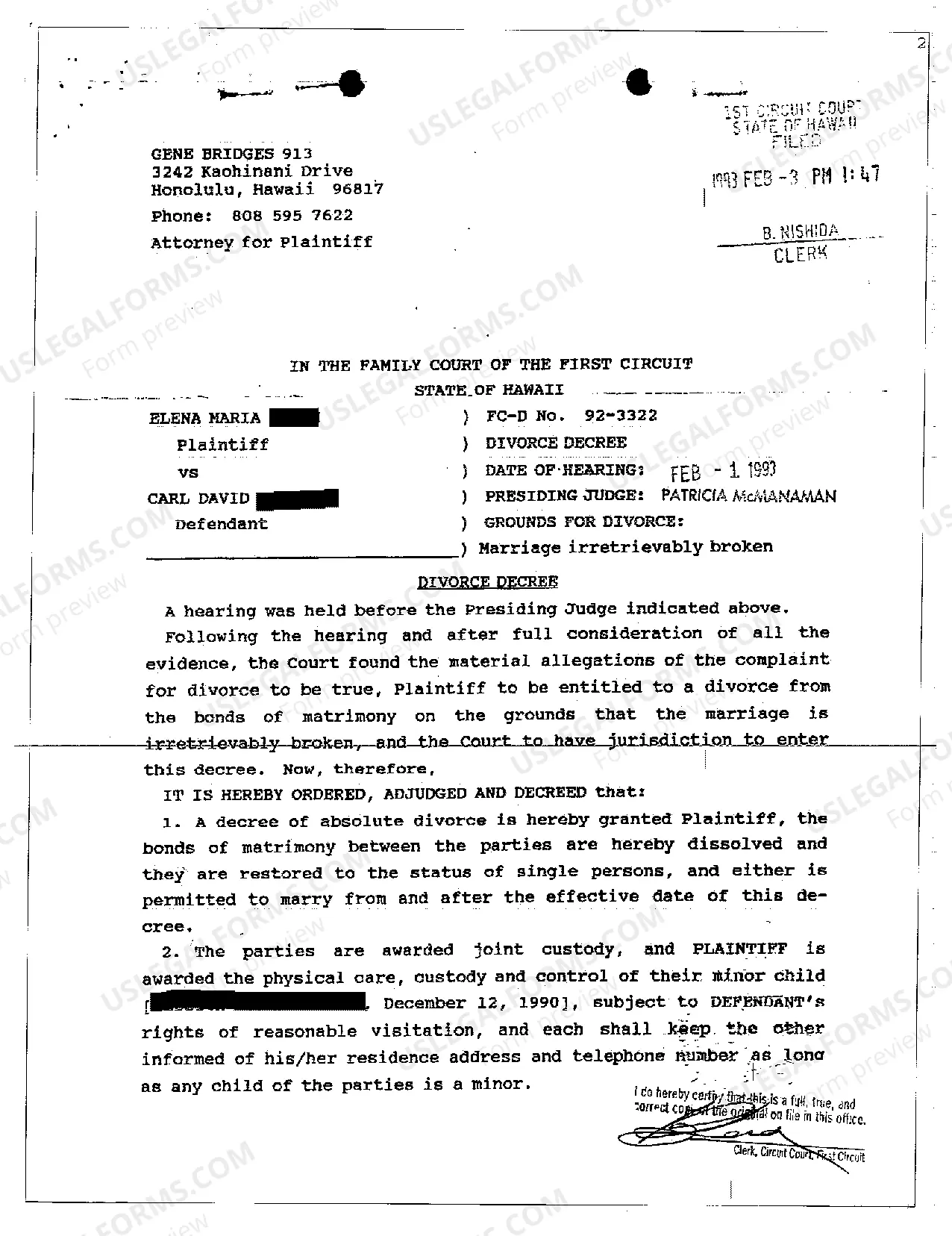 Preview Divorce Decree with Children