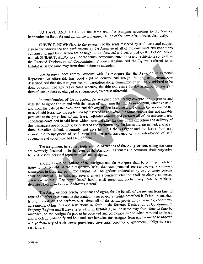 Preview Limited Warranty Assignment of Lease