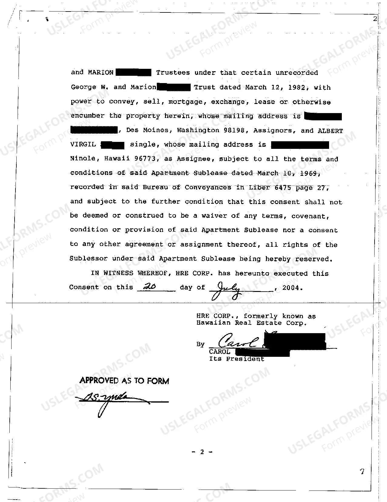 Preview A02 Consent by Landlord to Sublease