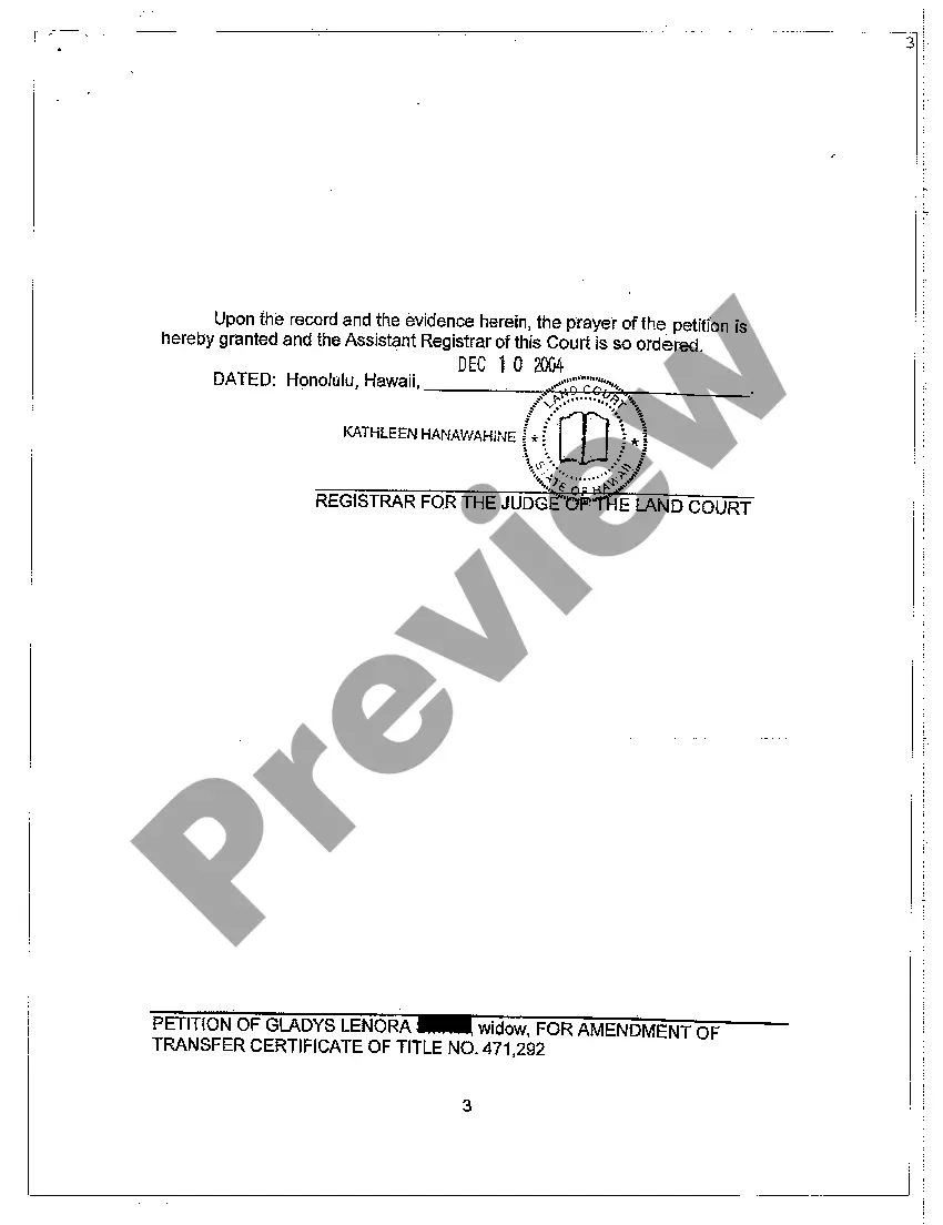 Preview Land Court Petition of Death of CoOwner or Joint Tenant