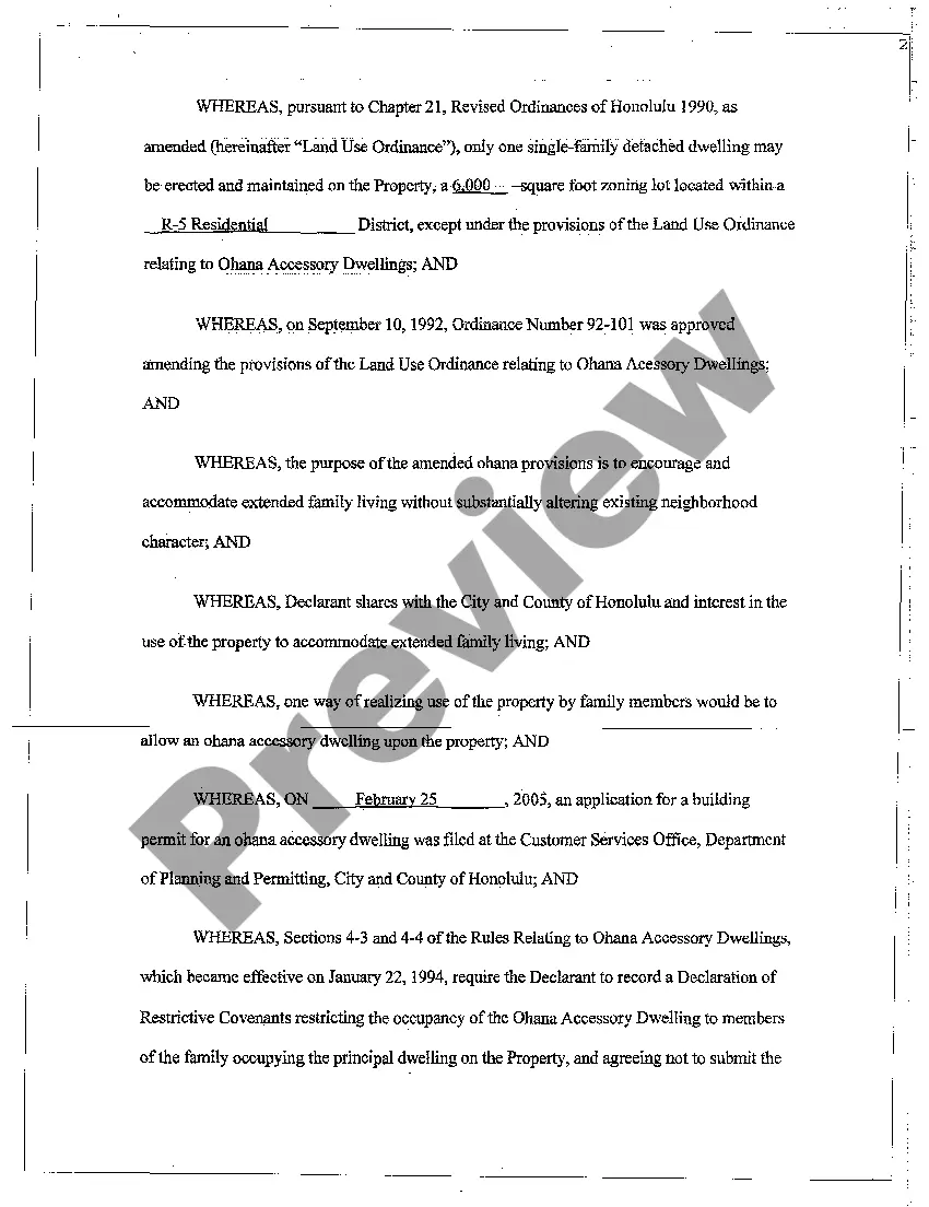 Preview Declaration of Restrictive Covenants