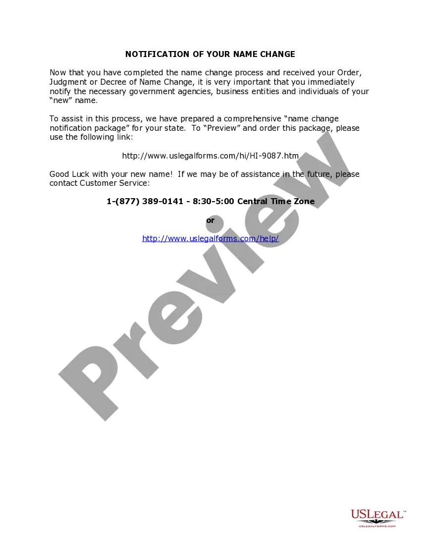 Preview Hawaii Name Change Instructions and Forms Package for an Adult