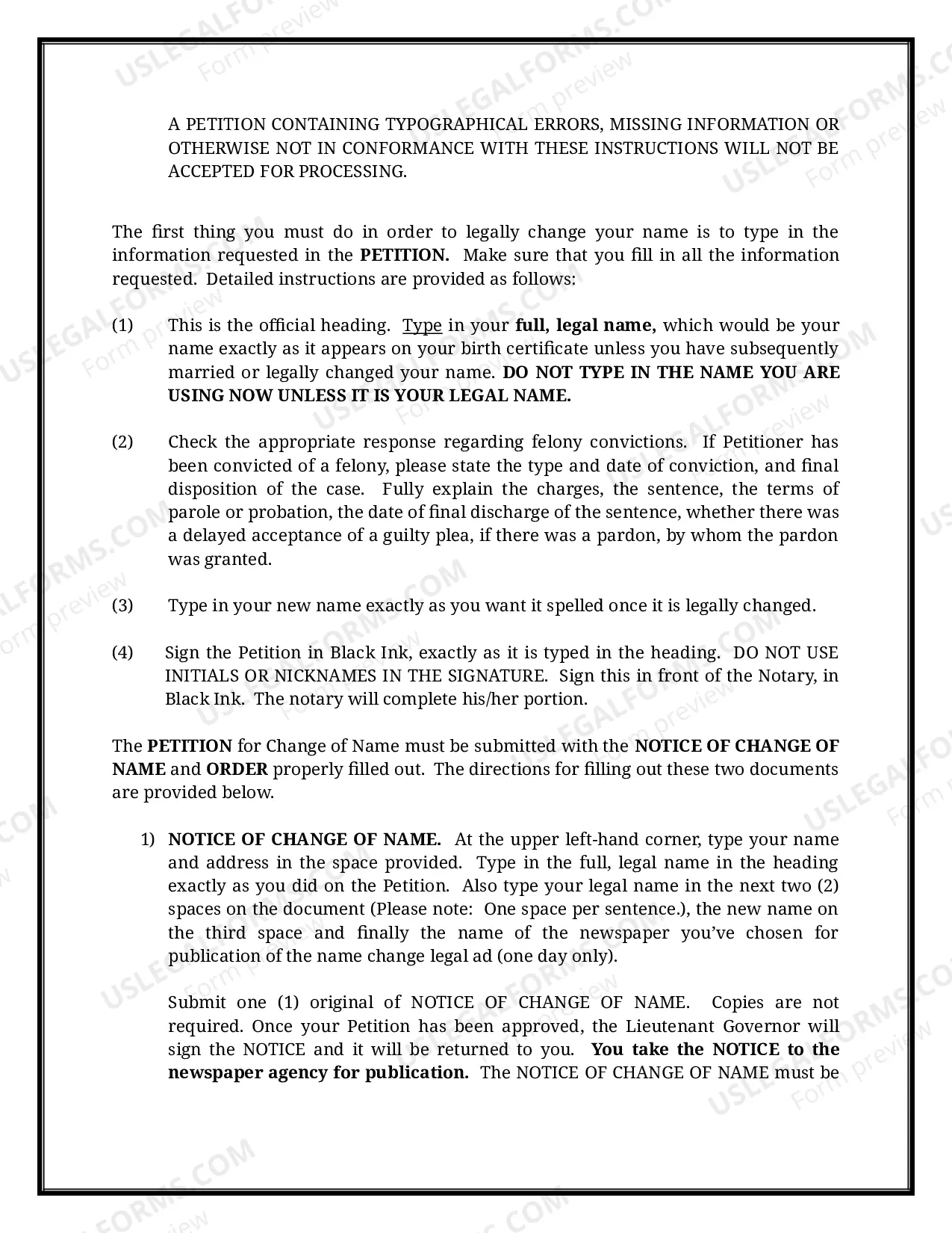 Preview Hawaii Name Change Instructions and Forms Package for a Minor