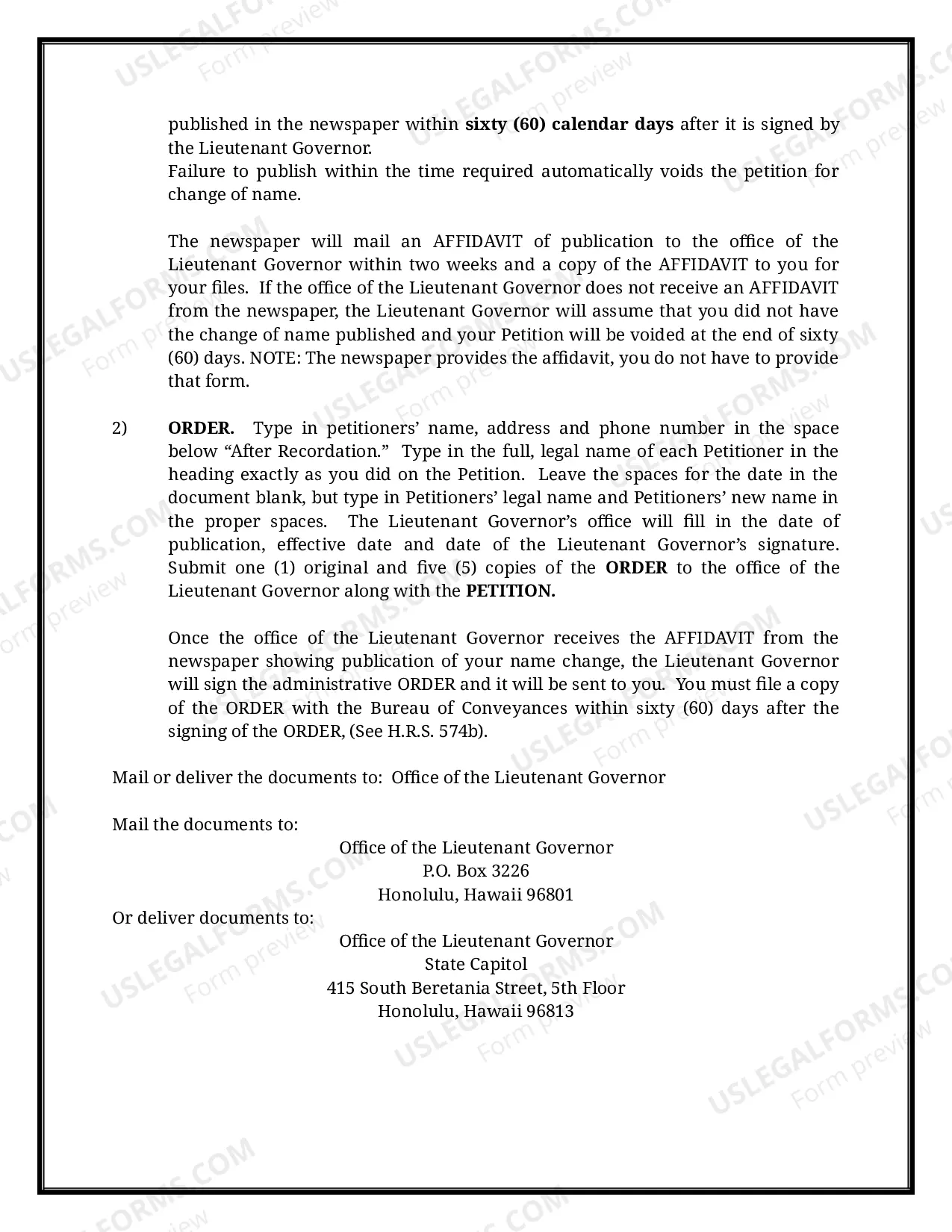 Preview Hawaii Name Change Instructions and Forms Package for a Minor