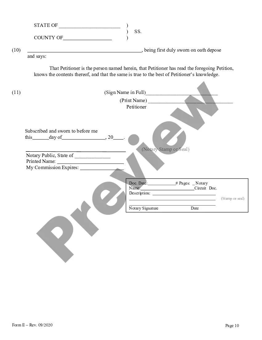 Preview Instructions and Forms for the Name Change of a Minor by One Parent with the Notarized Consent of the Other Parent