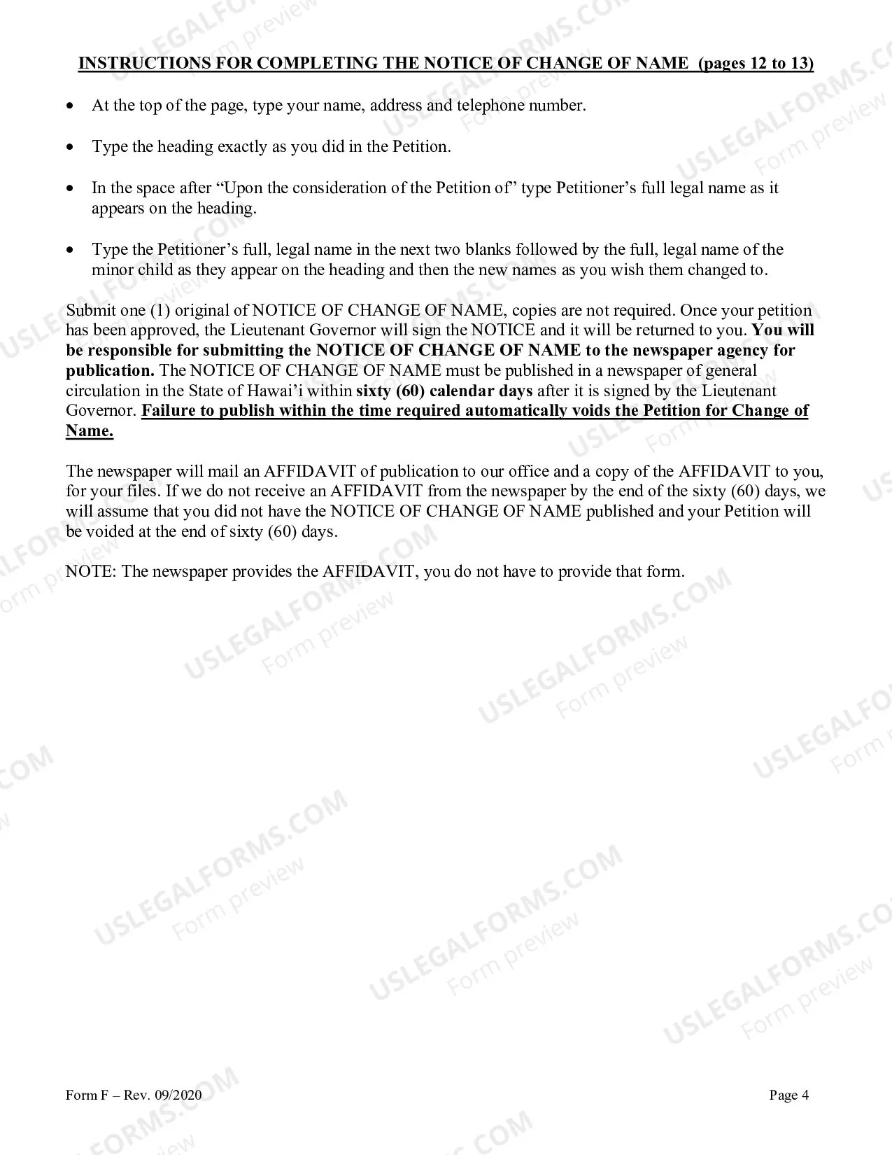 Preview Instructions and Forms for the Name Change of a Parent and Minor Child with the Notarized Consent of the Other Parent