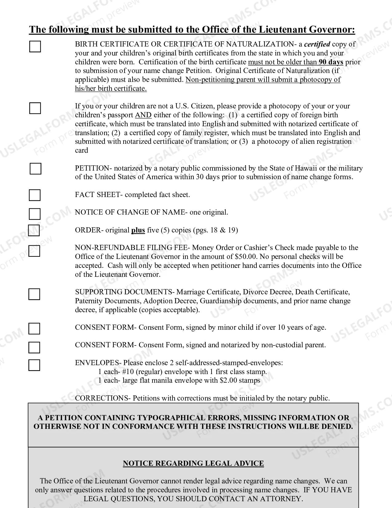 Preview Instructions and Forms for the Name Change of a Parent and Minor Child with the Notarized Consent of the Other Parent