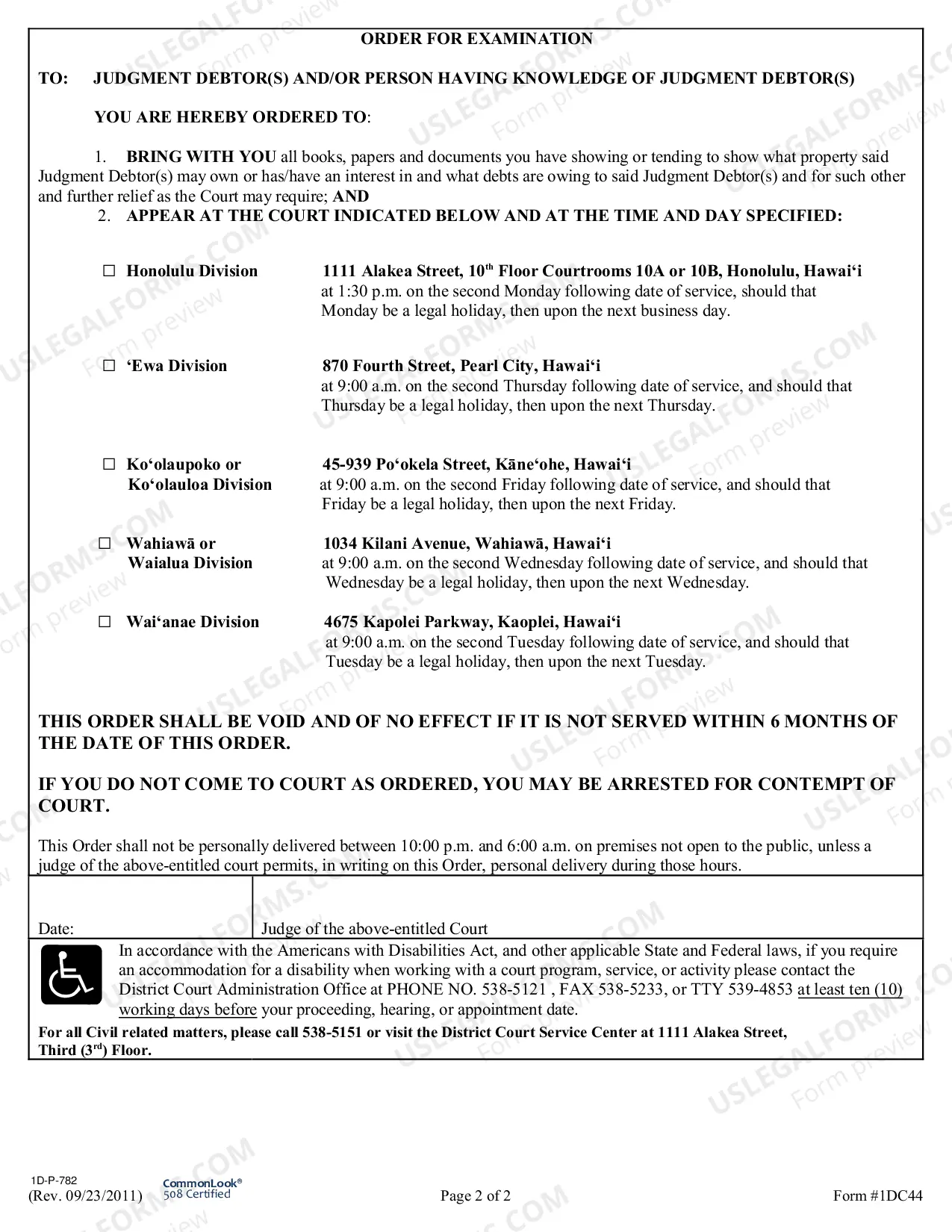 Preview Motion for Examination of Judgment Debtor's Order for Examination