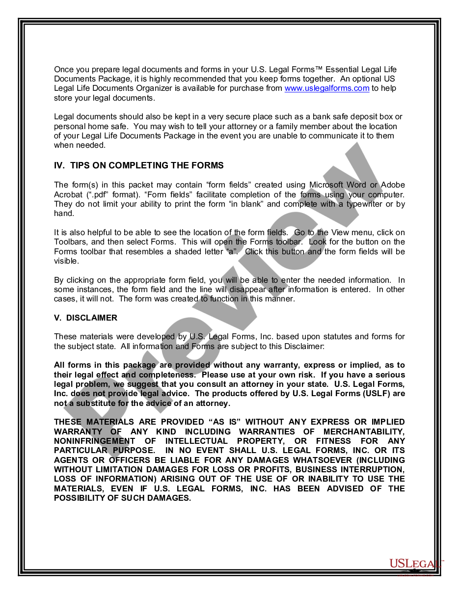 page 3 Life Documents Planning Package, including Will, Power of Attorney, and Living Will preview