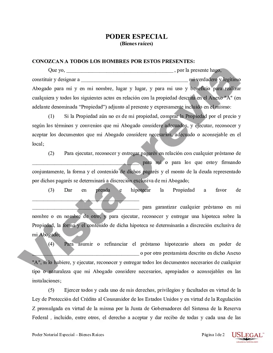Preview Poder notarial limitado - Poderes limitados - Transacción inmobiliaria específica