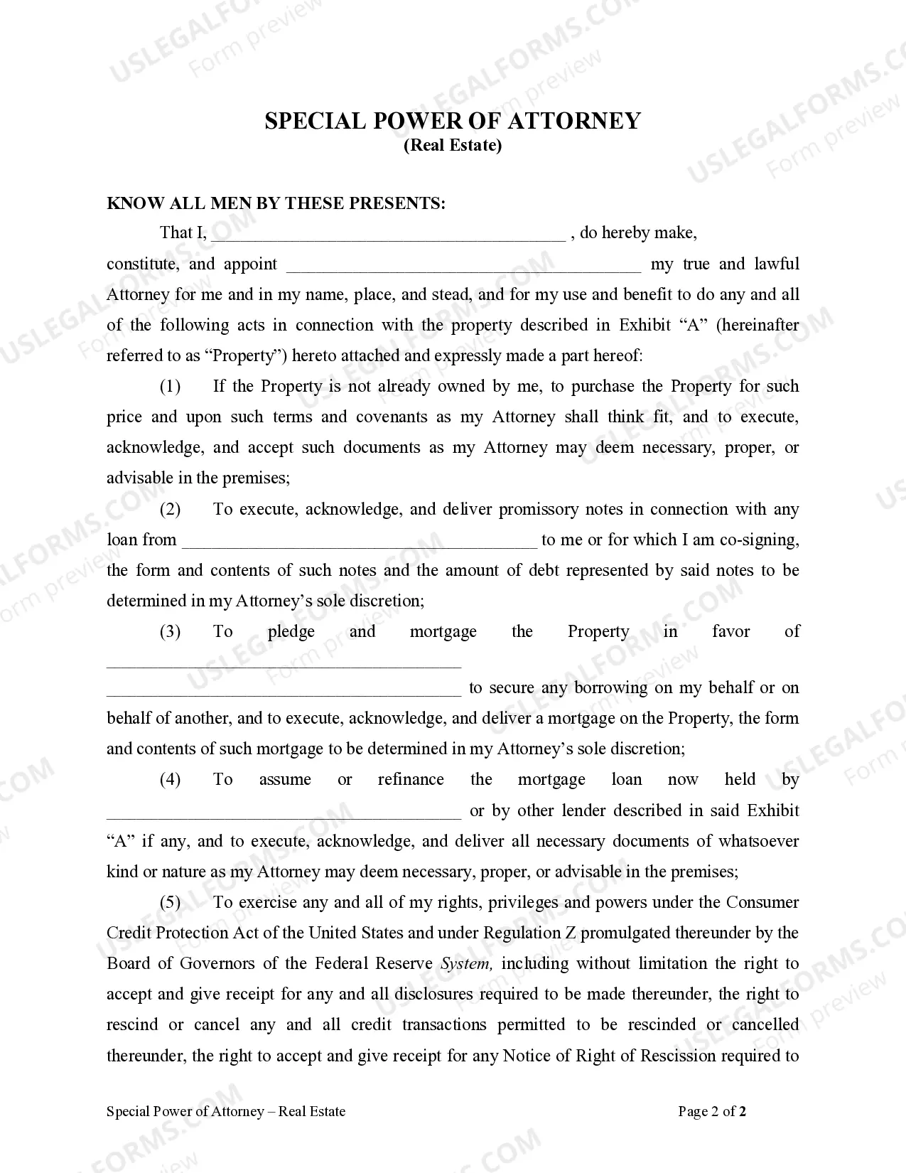 Preview Limited Power of Attorney - Limited Powers - Specific Real Estate Transaction