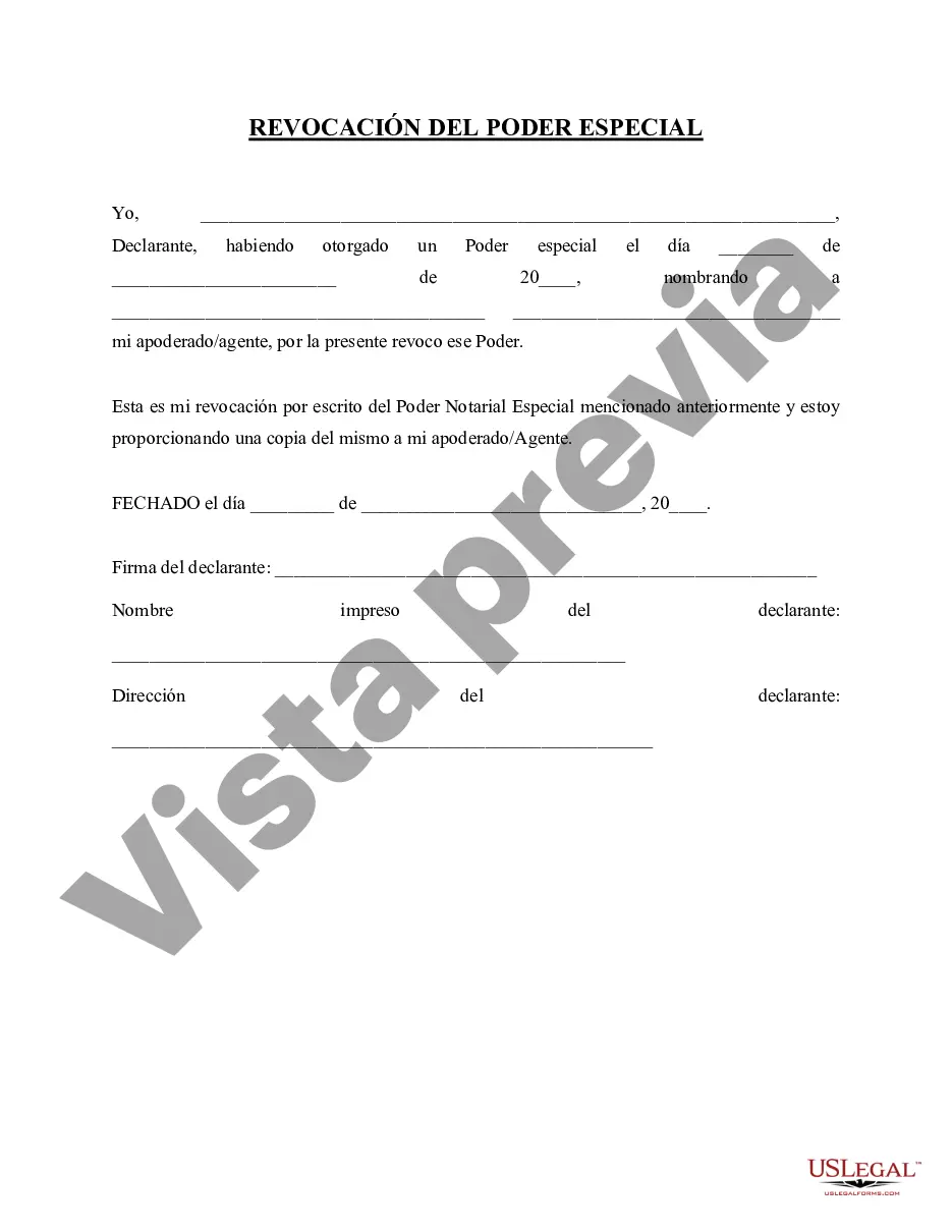 Preview Revocación de poder especial o limitado - Poderes limitados