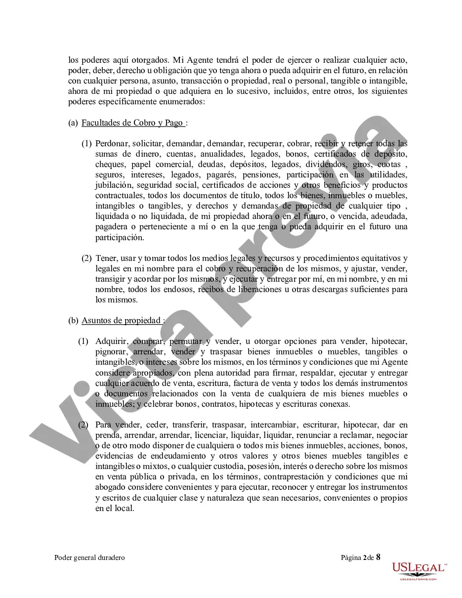 Preview Formulario legal de poder notarial para la propiedad y las finanzas o
