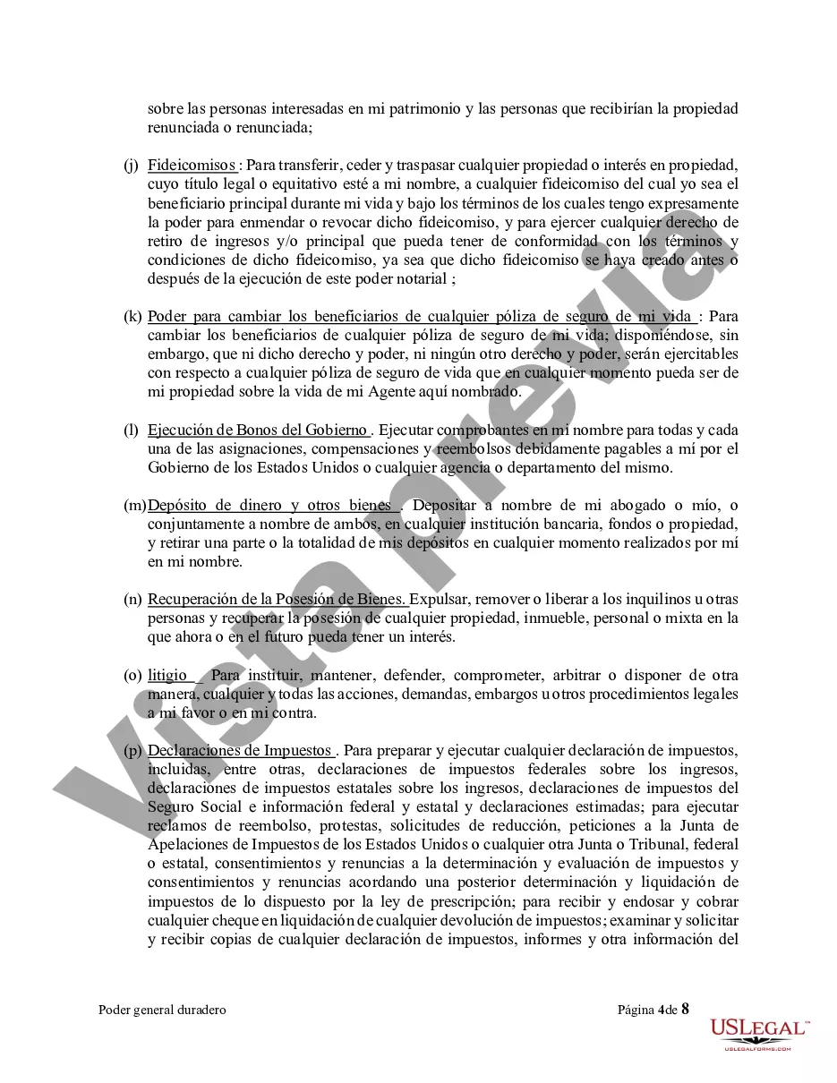 Preview Formulario legal de poder notarial para la propiedad y las finanzas o