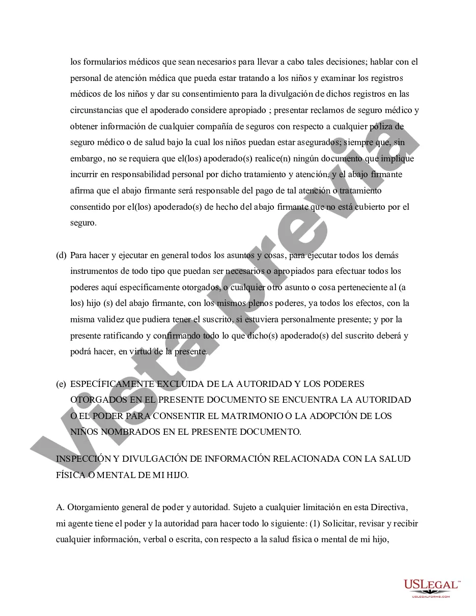 Preview Poder Notarial para el Cuidado y Custodia del Niño o Niños