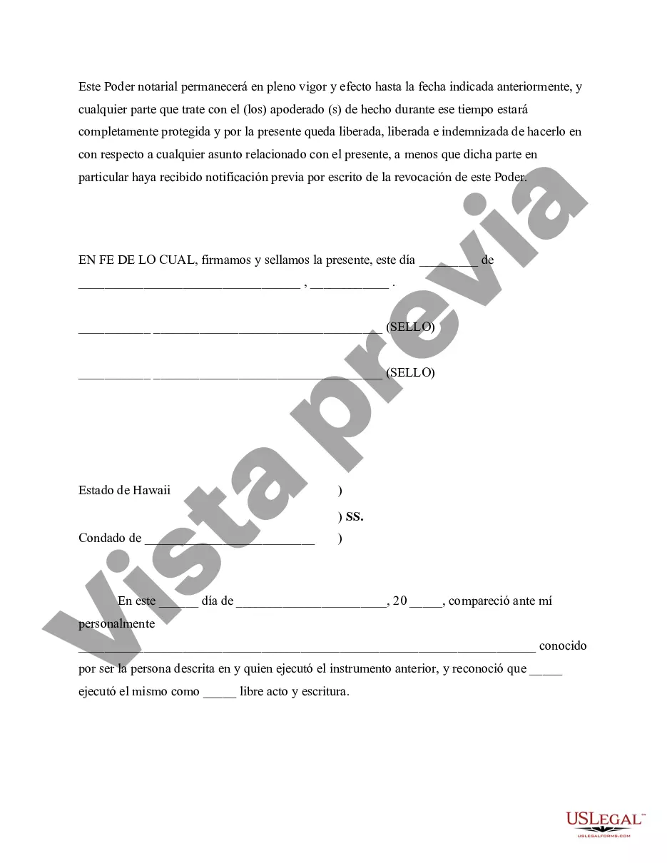 Preview Poder Notarial para el Cuidado y Custodia del Niño o Niños