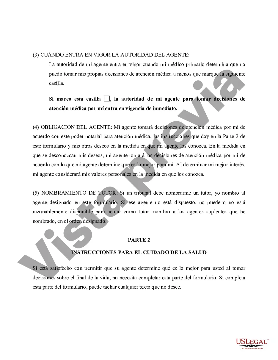 Preview Directiva anticipada legal de atención médica Cuatro partes como testamento en vida