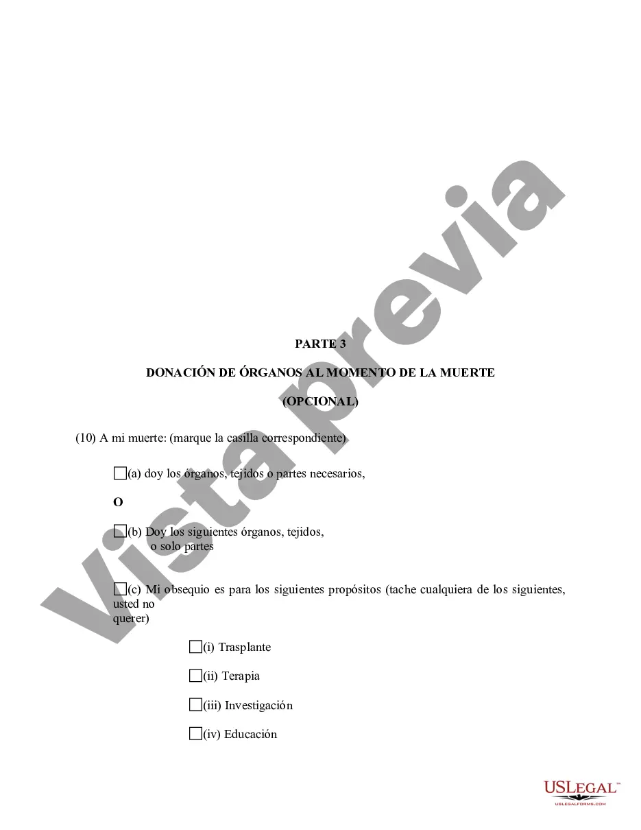 Preview Directiva anticipada legal de atención médica Cuatro partes como testamento en vida