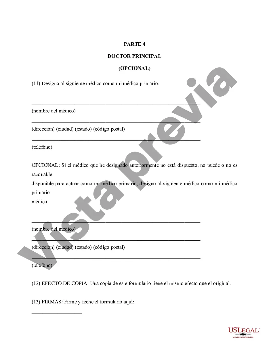 Preview Directiva anticipada legal de atención médica Cuatro partes como testamento en vida