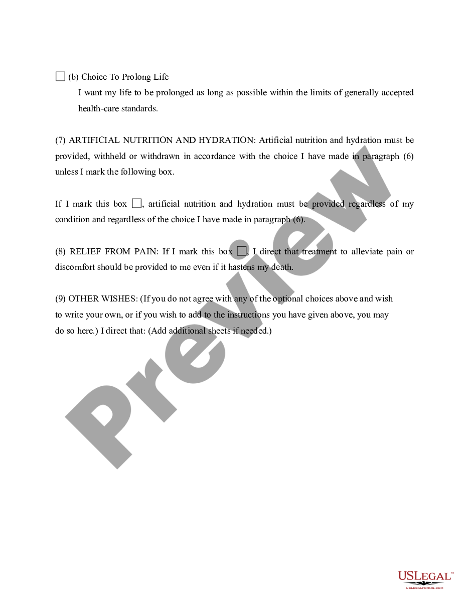 page 4 Statutory Advance Health Care Directive Four Parts as Living Will preview