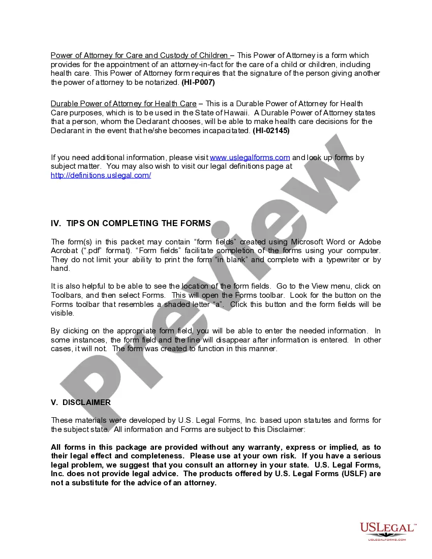 Get Hawaii Power of Attorney Forms Package Preview Hawaii Power of Attorney Forms Package