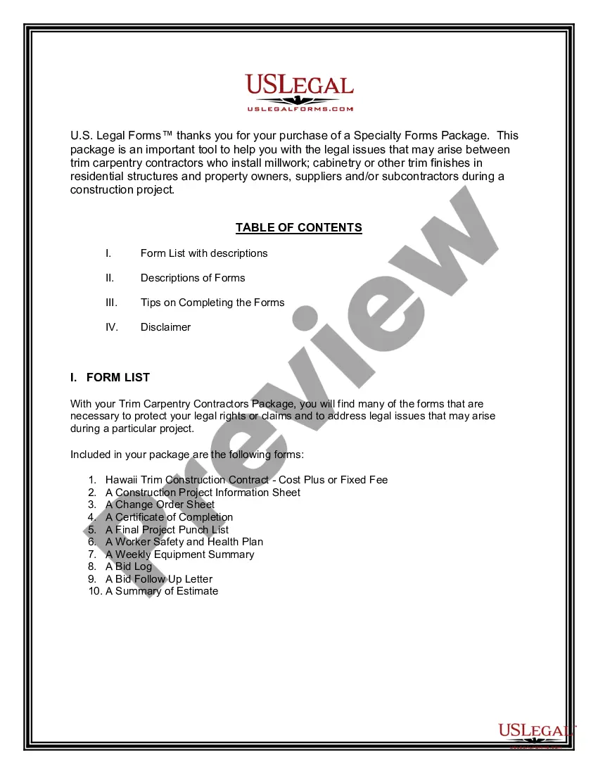 Get Hawaii Trim Carpentry Contractor Package Preview Hawaii Trim Carpentry Contractor Package