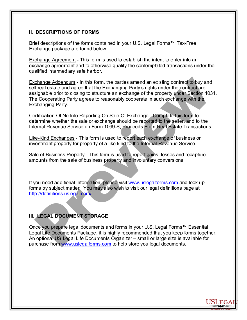 page 2 Tax Free Exchange Package preview