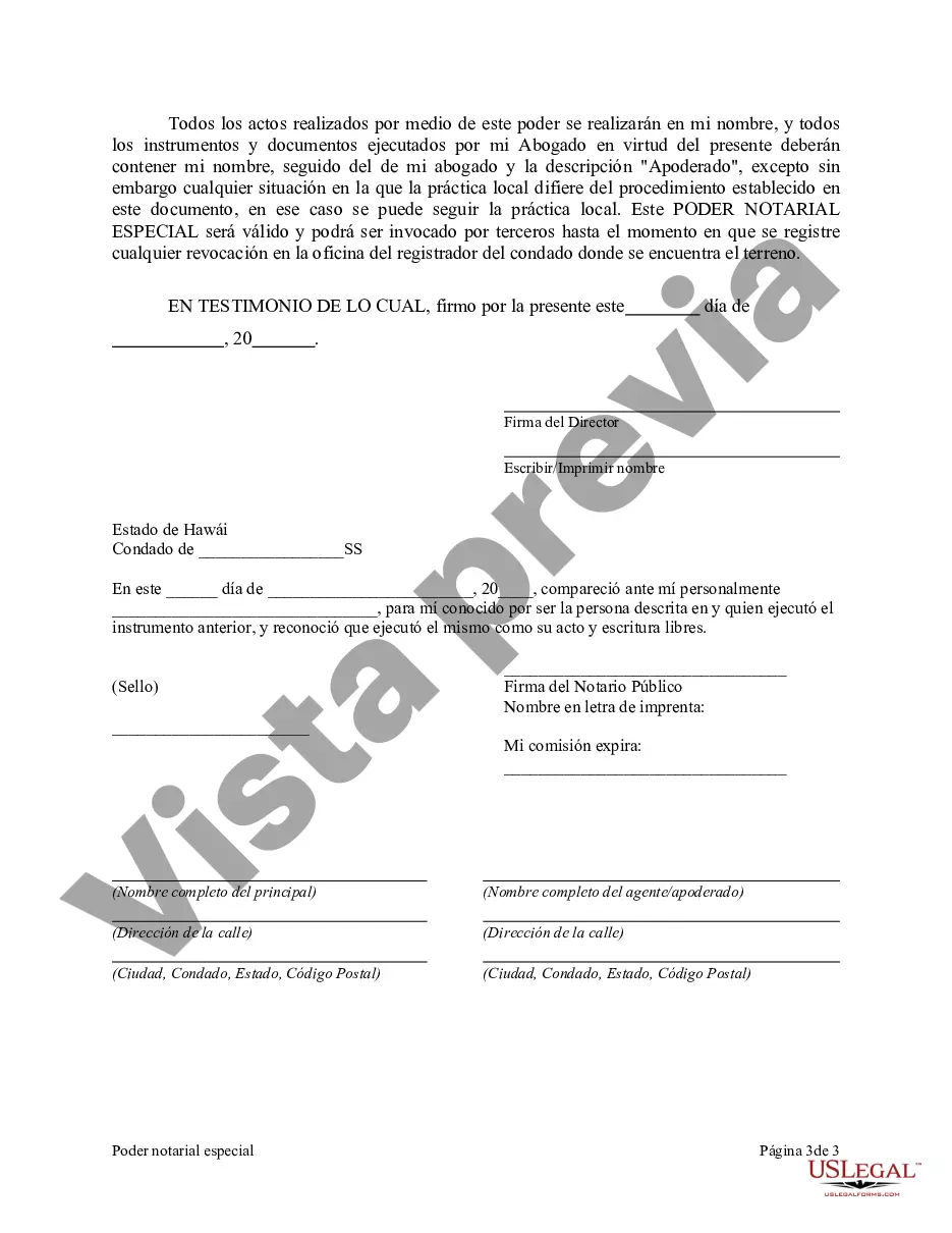 Preview Poder notarial especial o limitado para transacciones de venta de bienes raíces por parte del vendedor