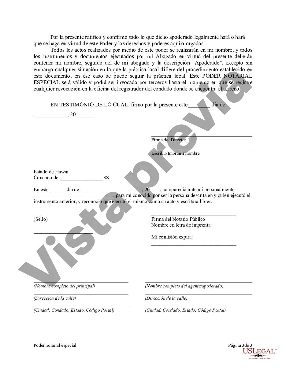 Preview Poder notarial especial o limitado para transacciones de compra de bienes raíces por parte del comprador