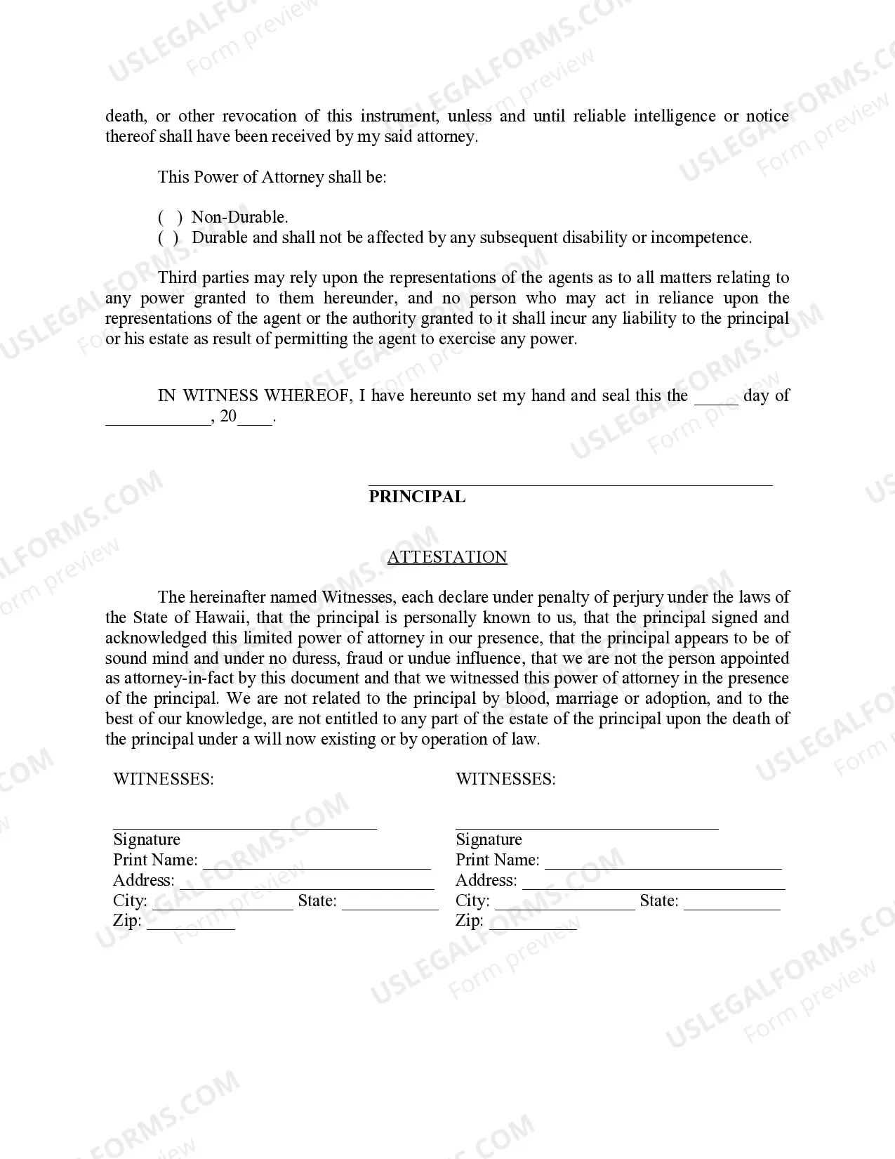 Preview Limited Power of Attorney where you Specify Powers with Sample Powers Included