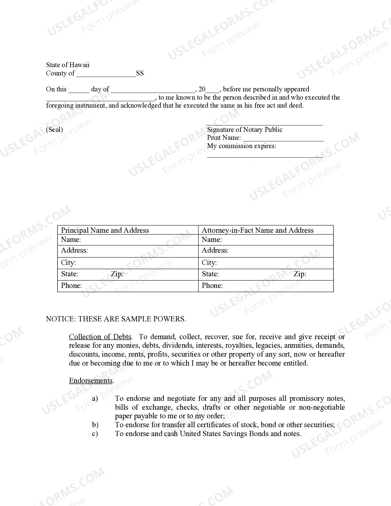 Preview Limited Power of Attorney where you Specify Powers with Sample Powers Included