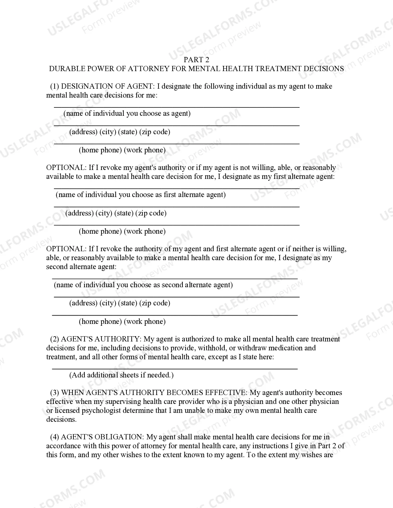 Preview Statutory Mental Health Care Advance Directive