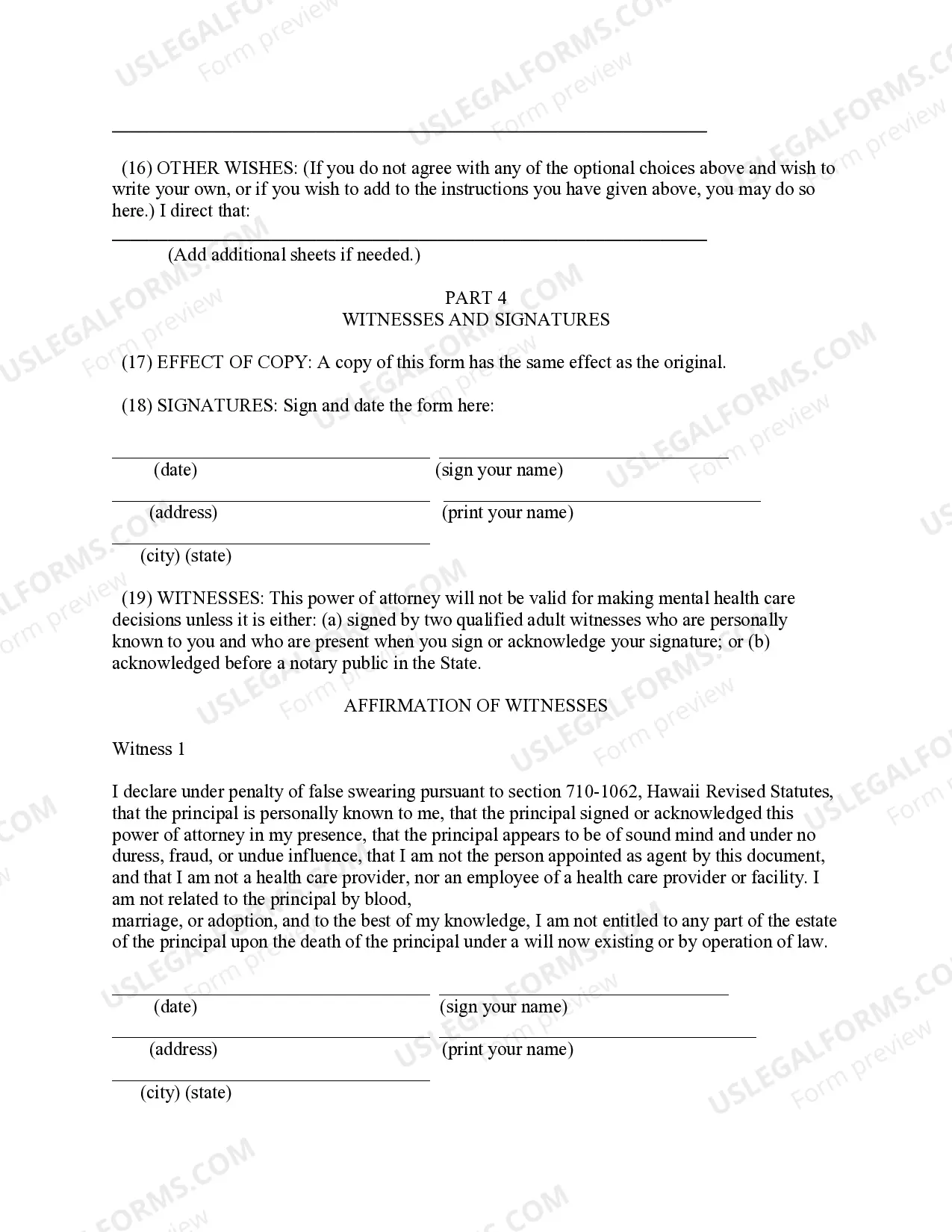 Preview Statutory Mental Health Care Advance Directive
