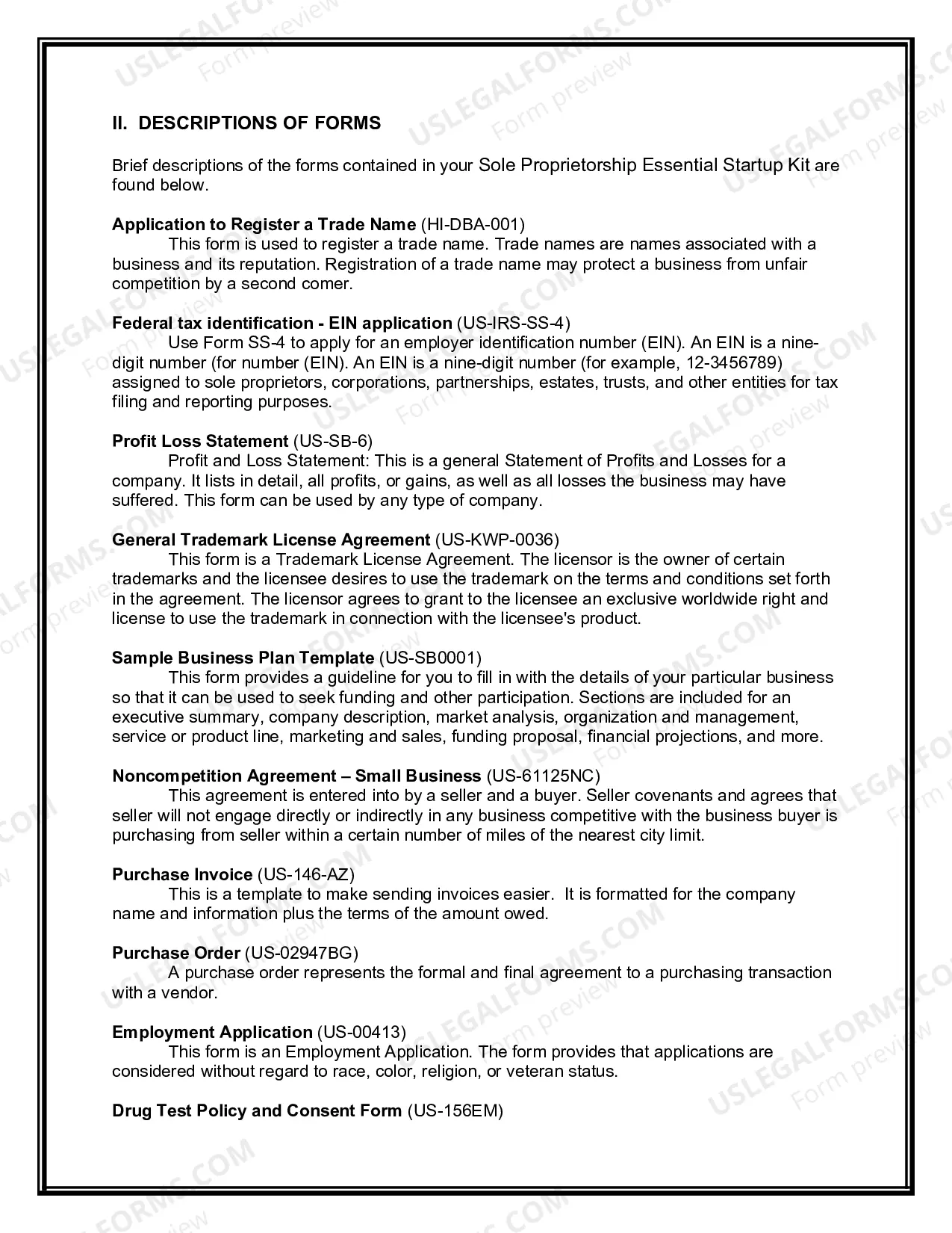 Preview Hawaii Sole Proprietorship Essential Startup Kit