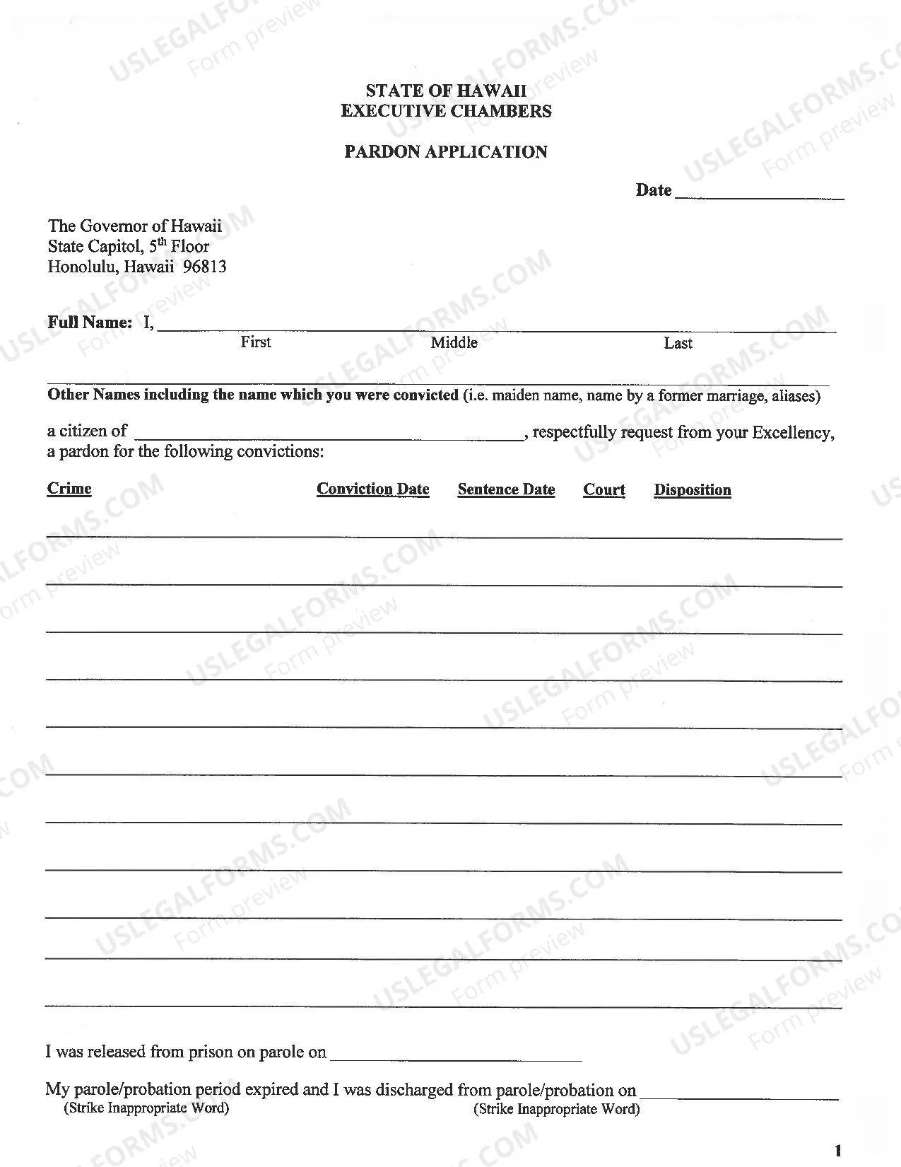 Preview Pardon Application