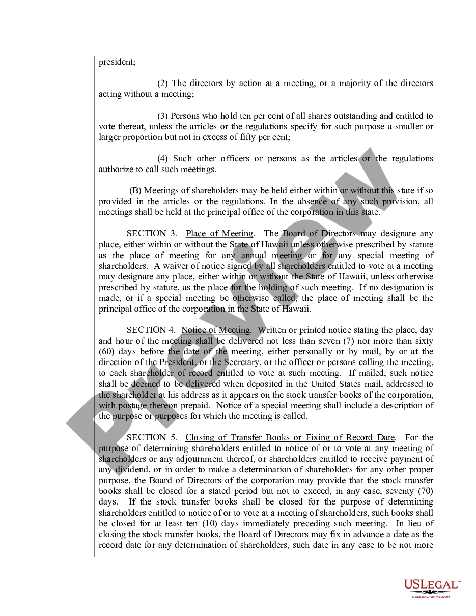page 3 Sample Bylaws for a Hawaii Professional Corporation preview
