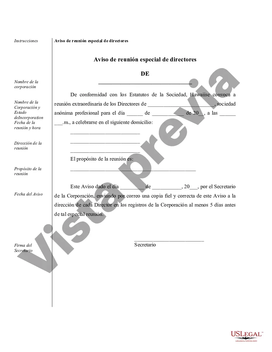 Preview Ejemplos de registros corporativos para una corporación profesional de Hawái