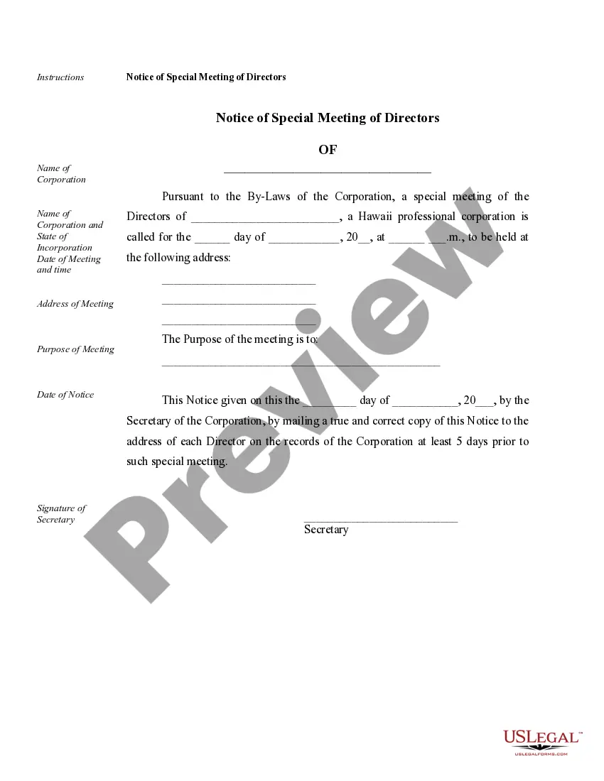 Preview Sample Corporate Records for a Hawaii Professional Corporation