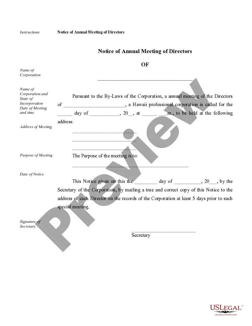 Preview Sample Corporate Records for a Hawaii Professional Corporation