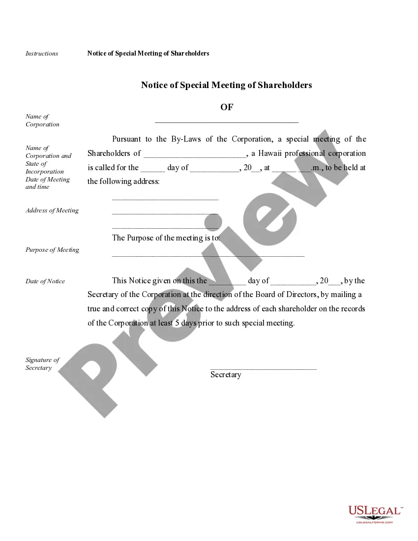 Preview Sample Corporate Records for a Hawaii Professional Corporation