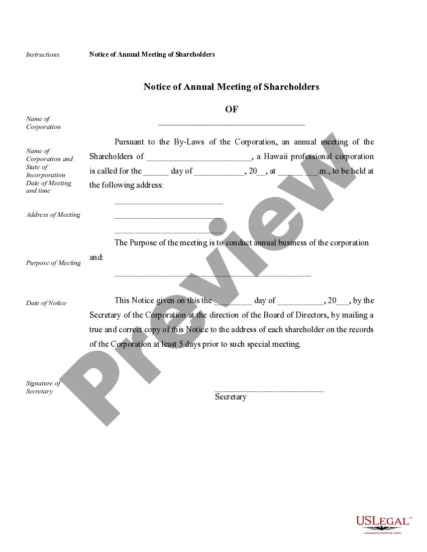 Preview Sample Corporate Records for a Hawaii Professional Corporation