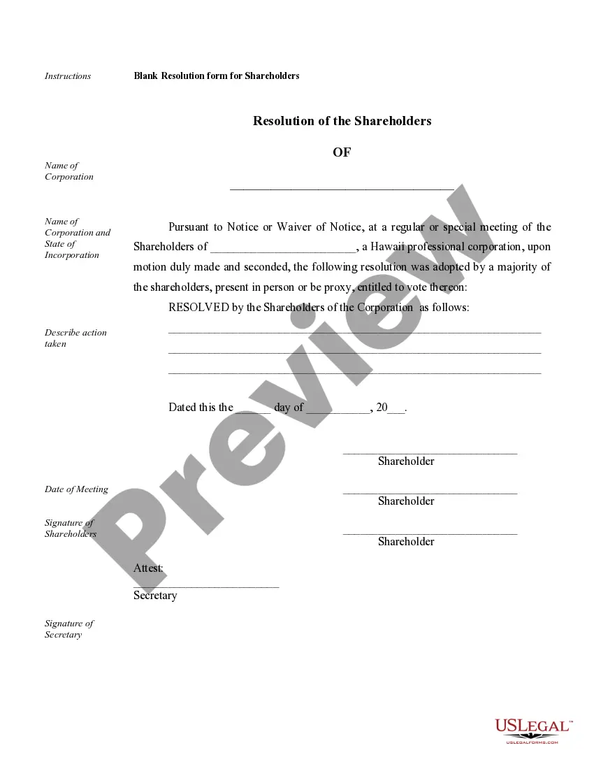 Preview Sample Corporate Records for a Hawaii Professional Corporation